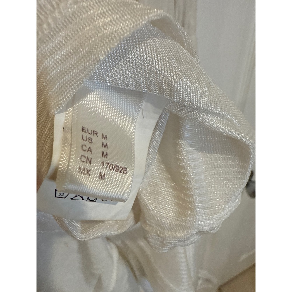 H&M White Dress Eyelet Lace Trim Off Shoulder Casual Summer Medium - Picture 3 of 5